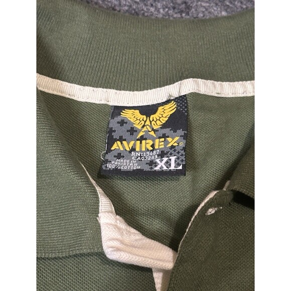 Vintage Avirex Polo Shirt Mens XL Green Short Sleeve Cotton Y2K - Picture 3 of 5
